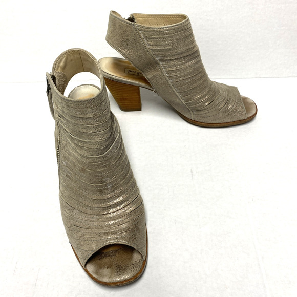 Paul Green Cayenne Peep Toe Bootie Boot Heel Smoke Brush Metallic 6.5 UK… - Picture 3 of 11